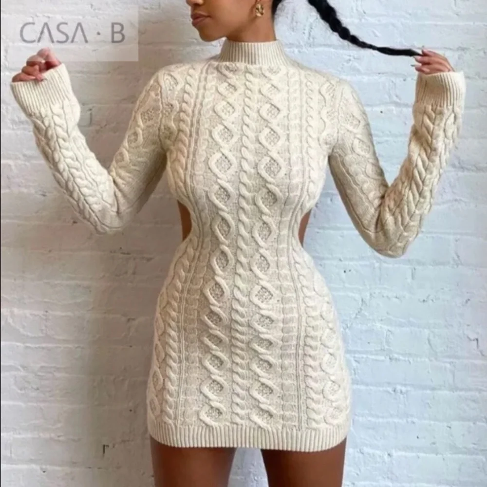CASA B | Miranda Cable Knit Backless Sweater Dress - Picture 13 of 15